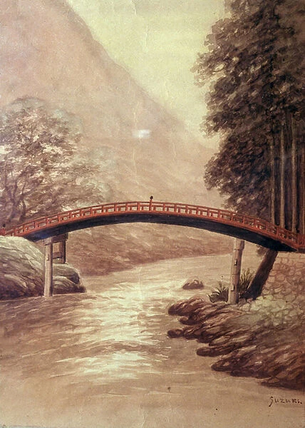 The bridge, 18th century (watercolour)