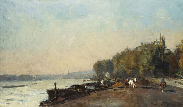On the Bridge at Suresnes in Autumn (oil on canvas)