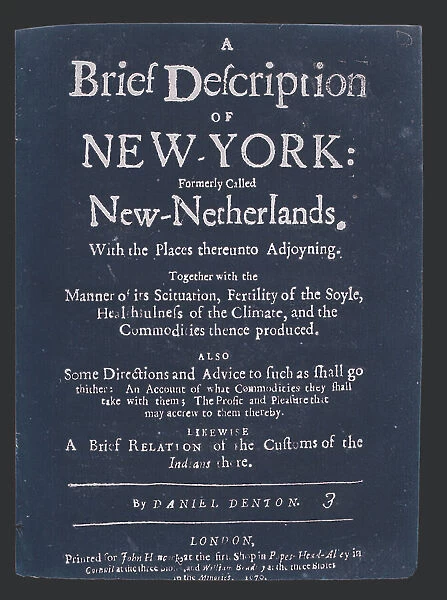 A Brief Description of New-York by Daniel Denton (typescript)