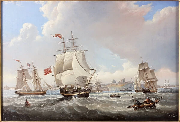 The Brig Margaret (oil on canvas laid on board)