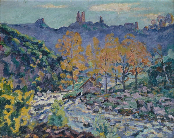 The Mill of Brigand and the Ruins of Crozant Castle, Creuse, c. 1900 (oil on canvas)