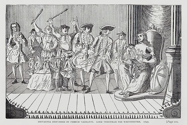 Britannia Disturbed by French Vagrants. Lord Trentham for Westminster, 1749 (engraving)