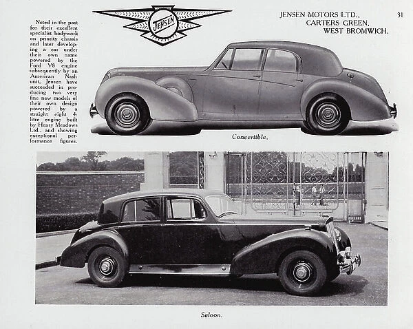 British Cars of 1949: Jensen (b / w photo)