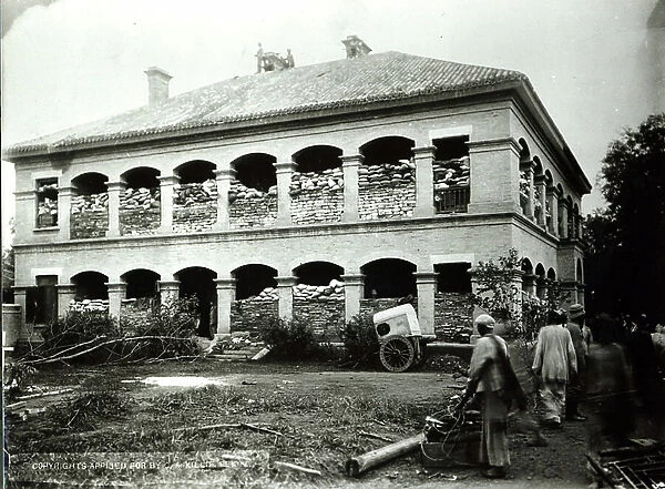 British Embassy during the Siege of Peking, 1900 (b / w photo)