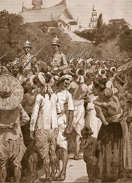 The British Forces entering Mandalay, 1885, illustration from Cassell