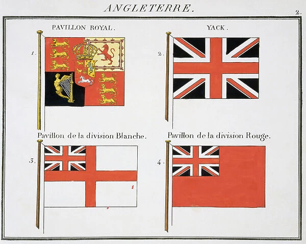 British Maritime Flags, from a French book of Flags, c. 1819 (colour litho)