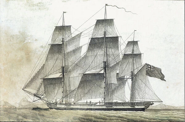 British merchant ship (18th century print)