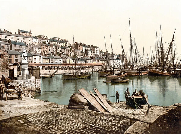 Brixham Harbour (hand-coloured photo)