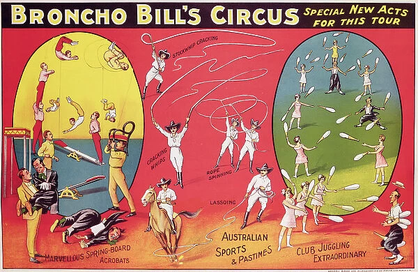 Broncho Bills Circus, Birmingham c. 1890-1910 (colour litho)