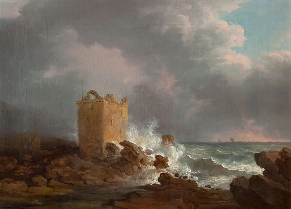 Broughty Castle During a Storm, c. 1810 (oil on canvas)