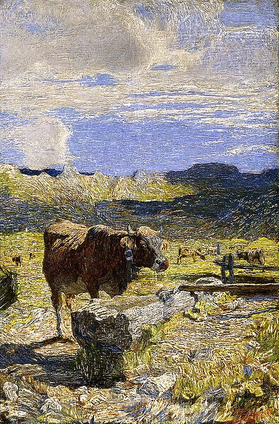 Brown Cow drinking from a Trough, 1892 (oil on canvas)