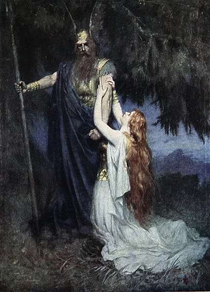 Brunhilde knelt at his feet, from The Stories of Wagners Operas by J