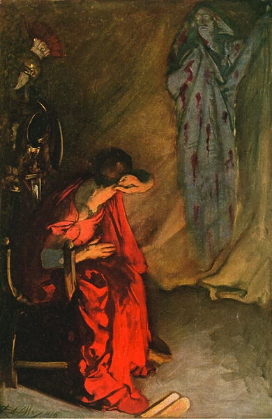 Brutus and the Ghost of Julius Caesar (colour litho)