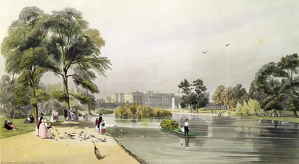 Buckingham Palace: from St. Jamess Park, 1842 (litho)