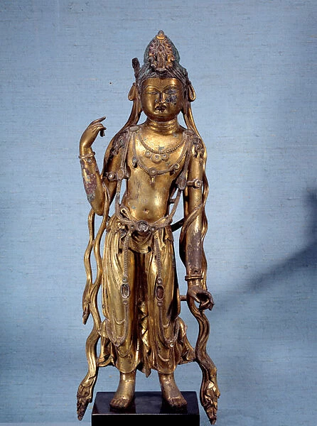 Buddhism: gilt bronze sculpture depicting the Bodhisattva Avalokitesvara (Guanyin) '