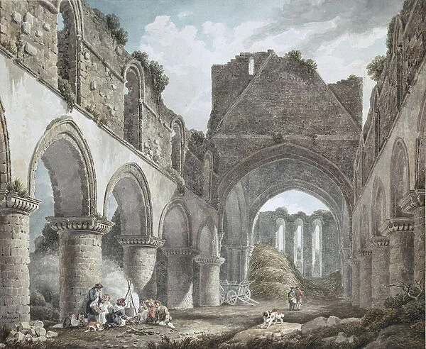 Buildwas Abbey, Shropshire, 18th century (w  /  c on paper)
