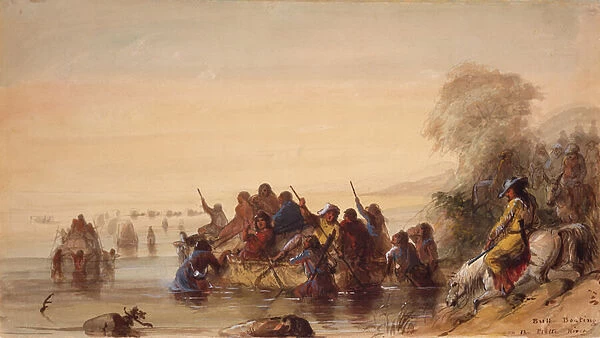 Bull Boating on the Platte River, c. 1837 (watercolour on paper)
