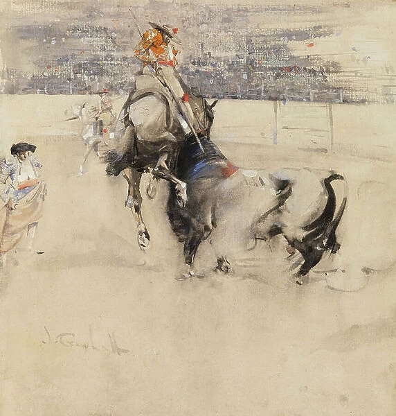 The Bullfight at Algeciras (w / c with bodycolour on paper)