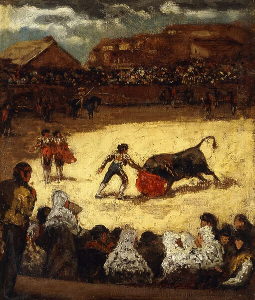 The Bullfight, (oil on canvas)