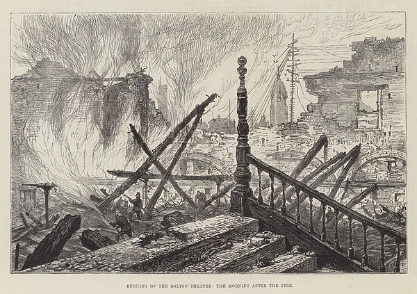 Burning of the Bolton Theatre, the Morning after the Fire (engraving)