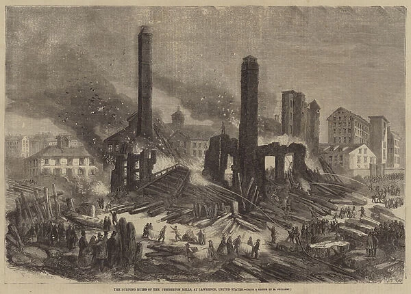 The Burning Ruins of the Pemberton Mills, at Lawrence, United States (engraving)