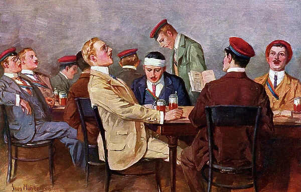 Burschenschaften - Drinking beer and singing, c. 1900 (illustration)