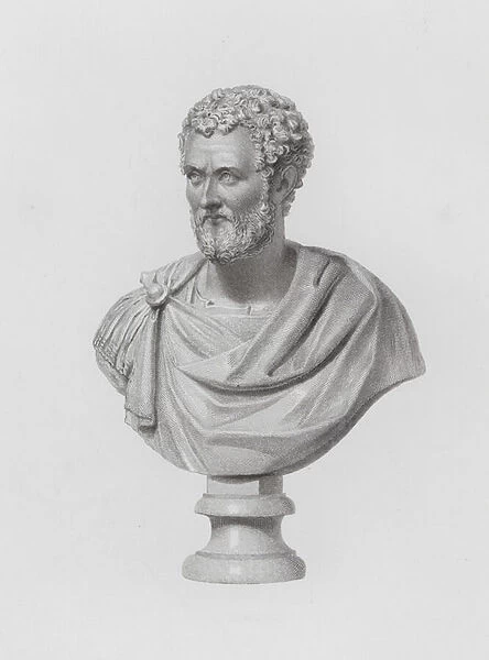 Bust of Antoninus Pius, ancient Roman marble sculpture (engraving)