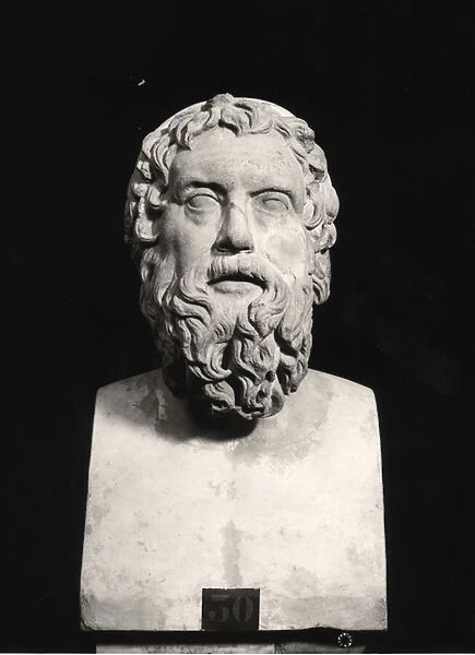 Bust of Aristophanes (c. 445-c. 385 BC) (marble) (b  /  w photo)