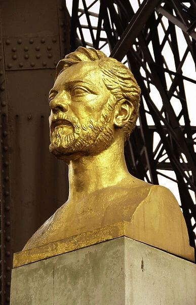 Bust of Gustave Eiffel under the Eiffel Tower, Paris, France