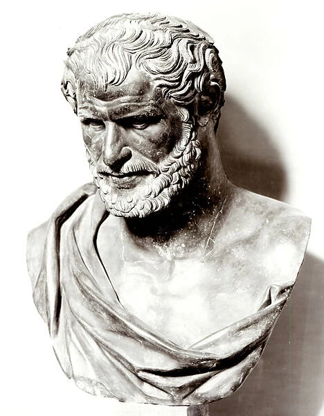 Bust of Heraclitus of Ephesus (c. 535-c. 475 BC) (bronze) (b  /  w photo)