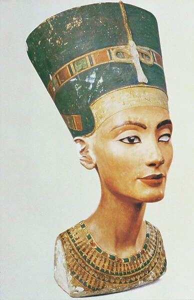 Bust of Queen Nefertiti, from the studio of the sculptor Thutmose at Tell el-Amarna