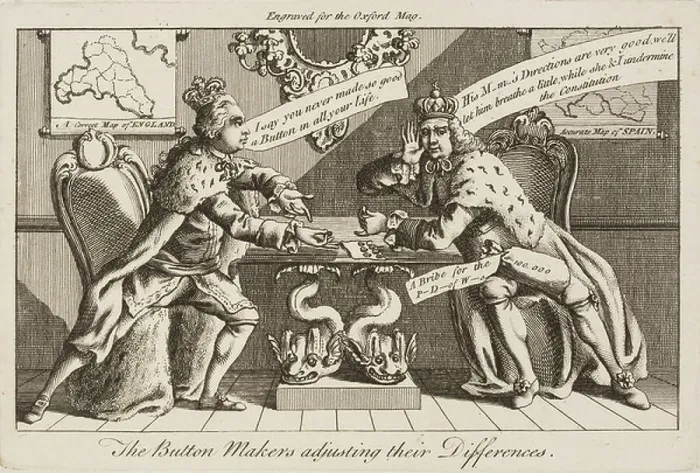 Framed Print : The Button Makers Adjusting Their Differences, 1770 (engraving)