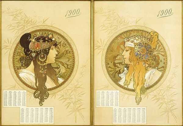 Byzantine Heads; Tetes Byzantines, 1900 (lithograph in colours)