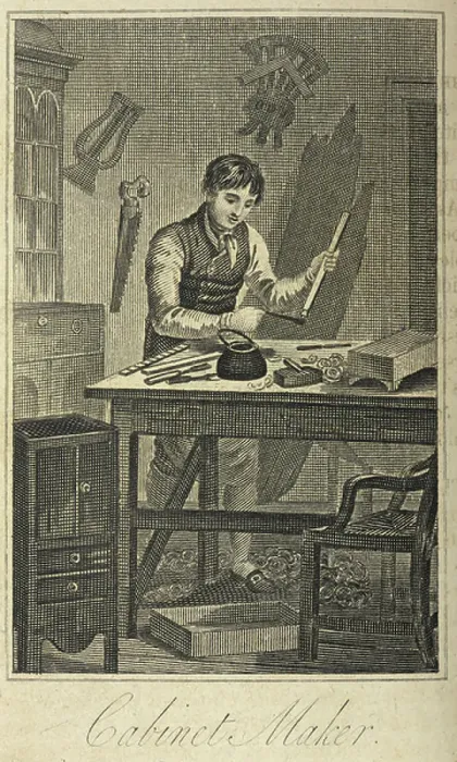 Framed Print : A cabinet maker
