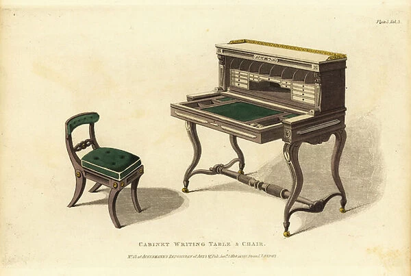 Cabinet writing table and chair, 1810