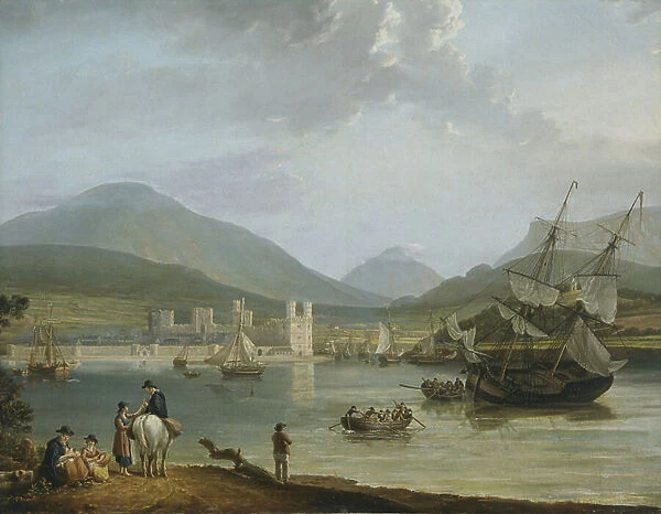 Caernarvon Castle and Bay (oil on canvas)