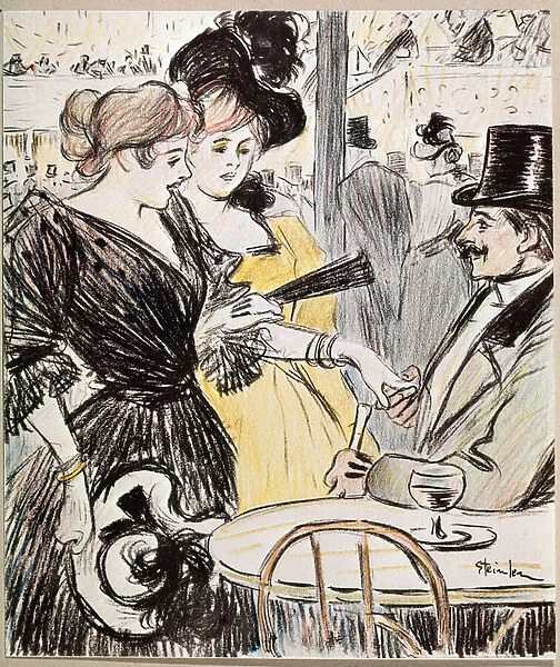 The cafe concert. (Drawing, late 19th century)