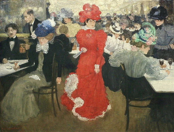 In the Cafe d'Harcourt in Paris, 1897 (oil on canvas)