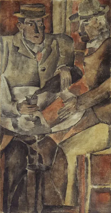 Framed Print : Cafe Gathering, c.1926 (tempera on canvas)