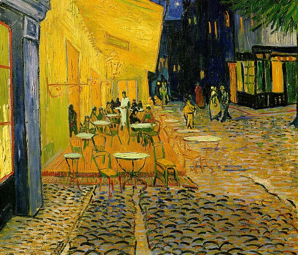 Cafe Terrace, Place du Forum, Arles, 1888 (oil on canvas) (detail of 192281)