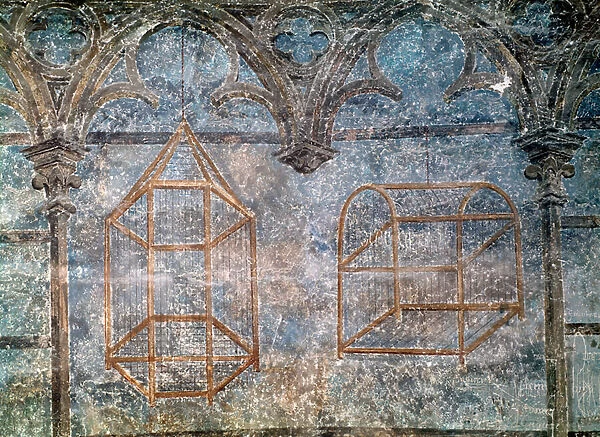 Cages and architectural details from the Popes bedroom, 1334-62 (fresco)