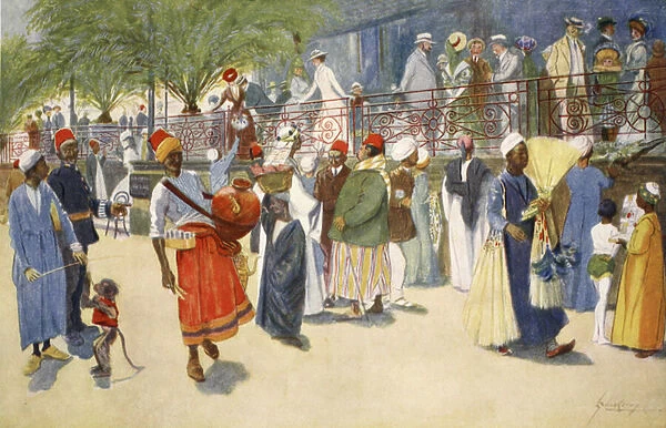 Cairo Curios; or, The Shepheards Flock, from The Light Side of Egypt, 1908 (colour litho)