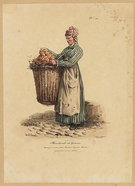 The Cake Seller from Les Cris de Paris, 1823-25 (litho)