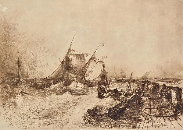 Calais Harbour, 1875 (etching)