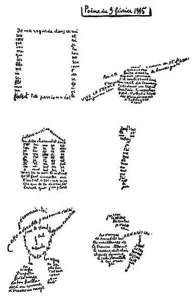 Calligram, poem, 9th February 1915