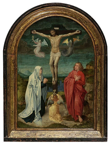 Calvary: Christ on the Cross between the Holy Virgin and Saint John (oil on panel)