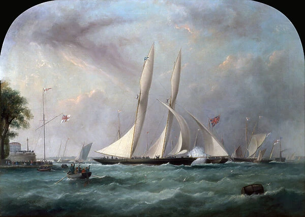 The Cambria winning at Cowes, 1869 (oil on canvas)