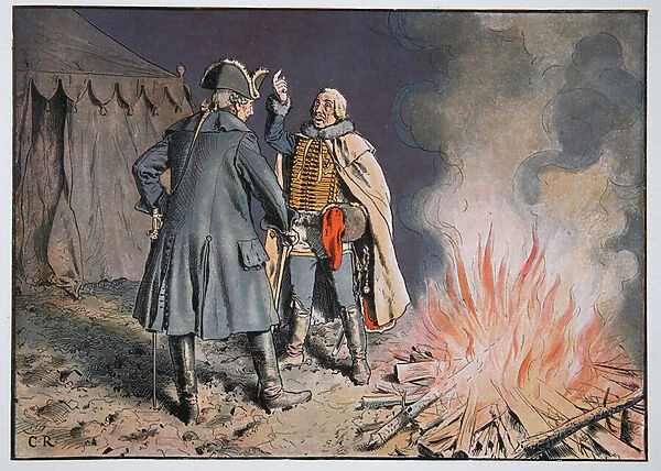In the camp of Bunzelwitz, September 1761 (colour litho)