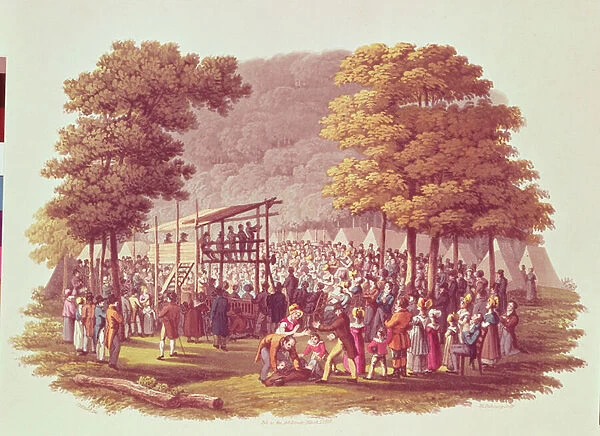 Camp Meeting of the Methodists in North America, engraved by M