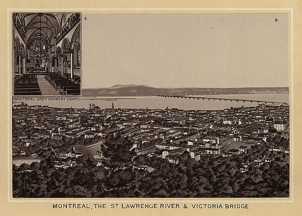 Canada: Montreal, the St Lawrence River and Victoria Bridge (litho)